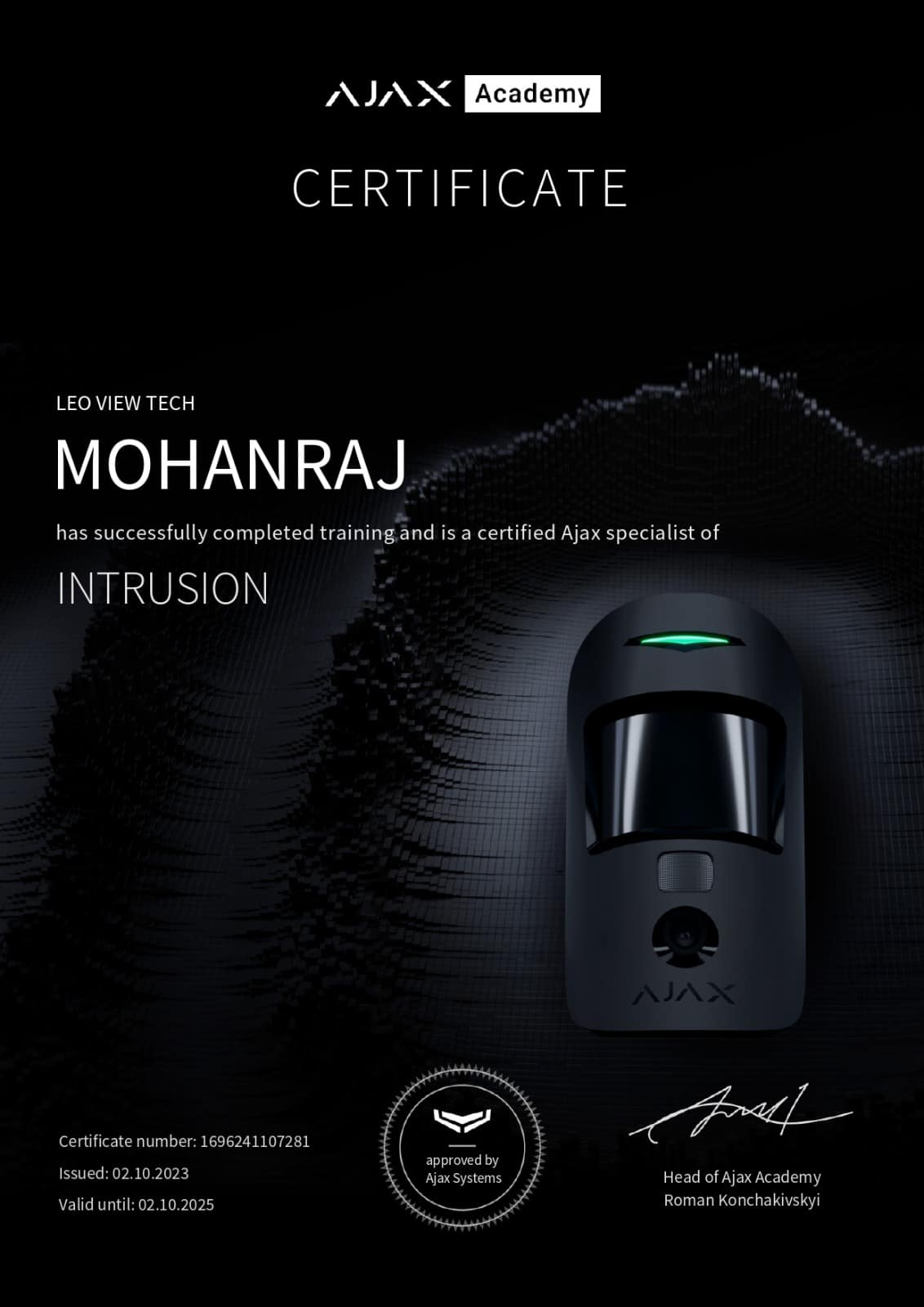 About BEST SMART HOME SECURITY SYSTEMS IN HOSUR CERTIFICATE 2026 02 14 at 12.35.53